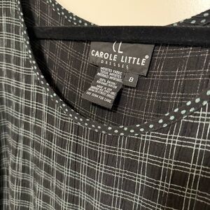 Vintage Carole Little sheath dress, black and green windowpane pattern